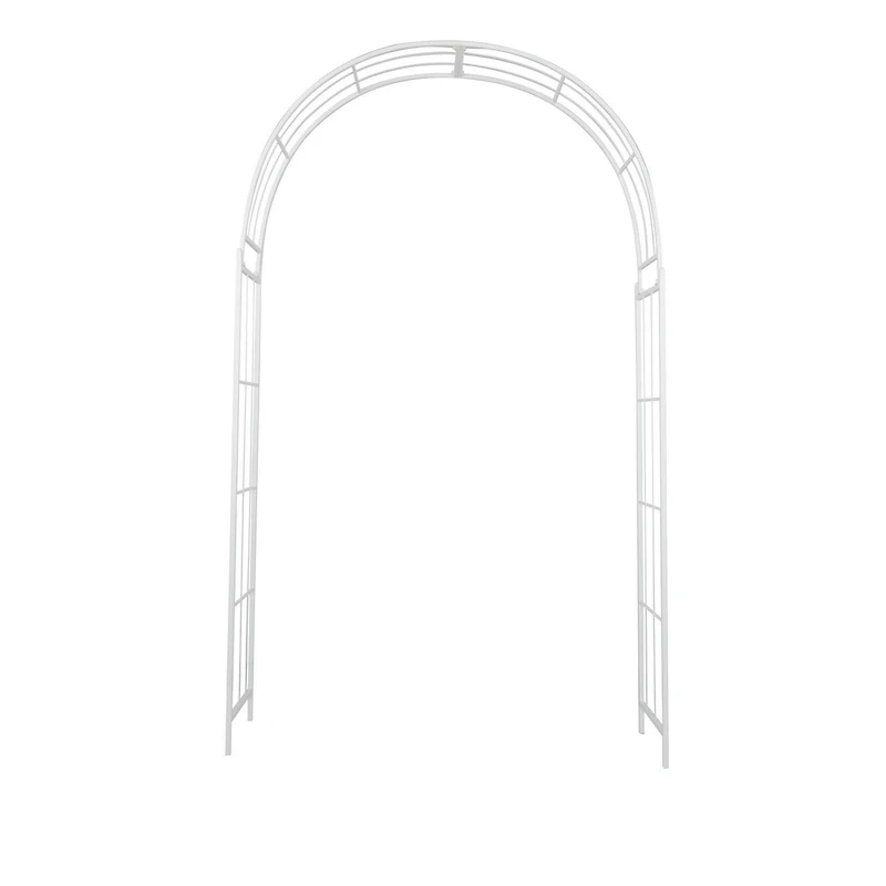 White Iron Contemporary Garden Arbor, 91" x 54" x 15"