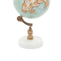 11" Aquamarine Marble & Wood Contemporary Globe
