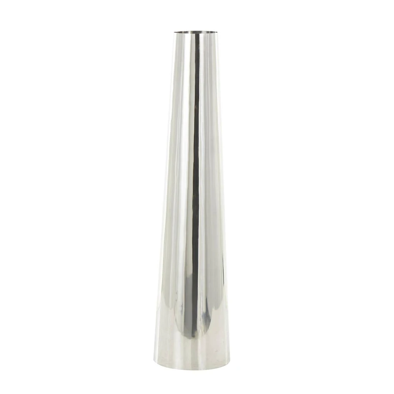 Silver Stainless Steel Metal Minimalistic Tall Floor Cone Vase
