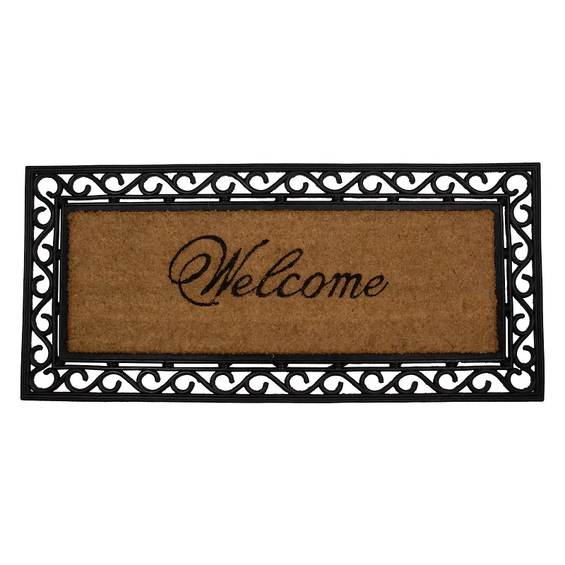 Black & Natural Coir Welcome Wide Doormat