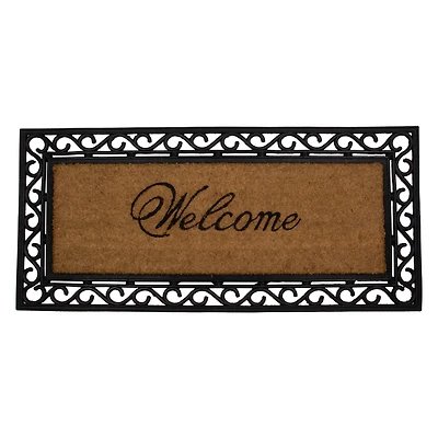 Black & Natural Coir Welcome Wide Doormat