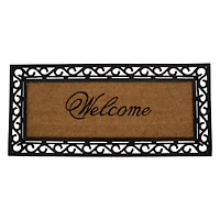 Black & Natural Coir Welcome Wide Doormat