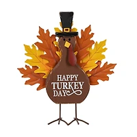 Glitzhome® 12.25" Thanksgiving Wood & Metal Turkey Table Décor