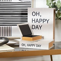 Light Gray Oh, Happy Day Linen Storage Book Box Set