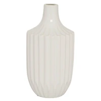 White Ceramic Modern Vase, 13" x 6" x 6"