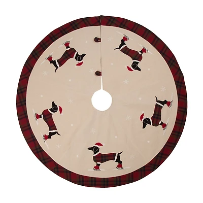 Glitzhome® 48" Dachshund Fabric Christmas Tree Skirt