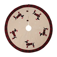 Glitzhome® 48" Dachshund Fabric Christmas Tree Skirt