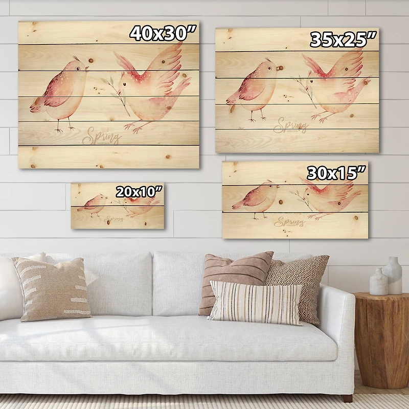 Designart - Spring Bird On Blooming Branch With Green Leaves