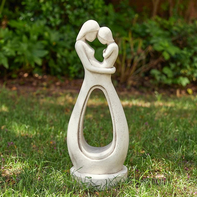 Glitzhome® 24.75" Modern Abstract Sculpture Hugging Mommy & Baby Garden Statue