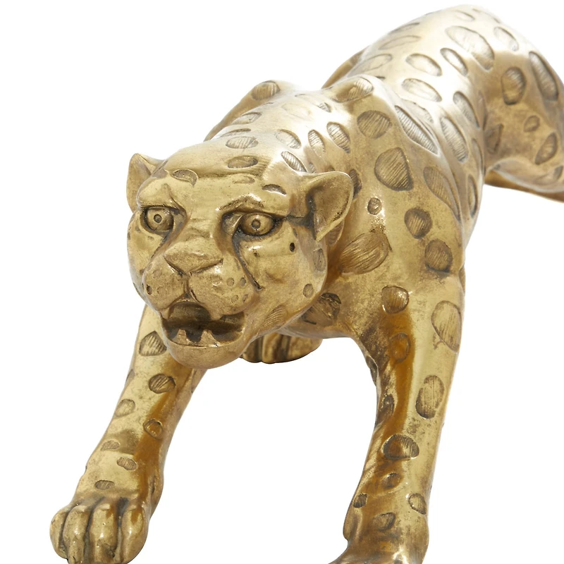 34" Gold Polystone Glam Leopard Sculpture