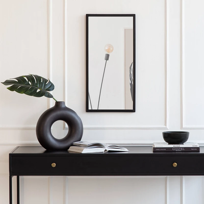 Habitat Mari 24" Black Rectangular Wall Mirror