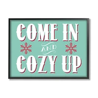 Stupell Industries Come In & Cozy Up Snowflake Phrase Framed Giclee Art