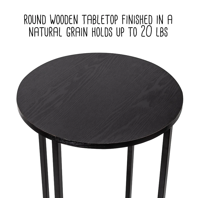 6 Pack: Honey Can Do Black Round Side Table with X-Pattern Base