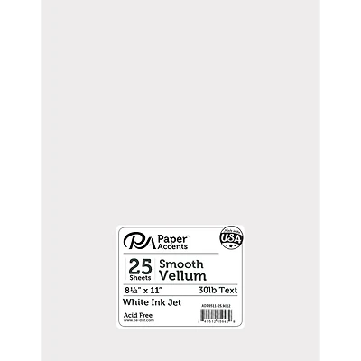 PA Paper™ Accents White Ink Jet 30lb. Smooth Vellum Paper Pad, 8.5" x 11"