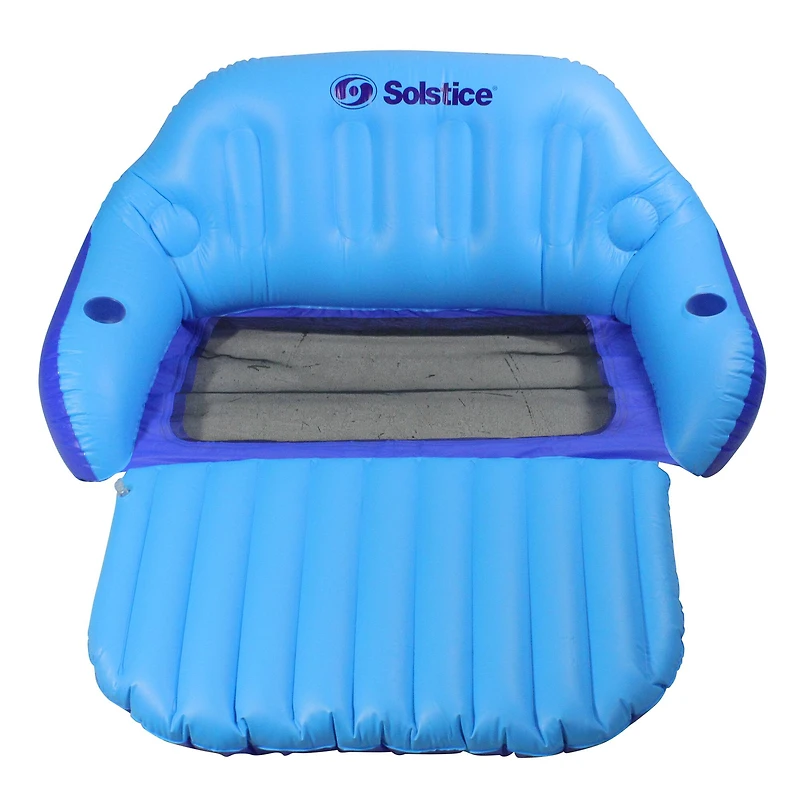 6ft. Inflatable Blue Love Seat Swimming Pool Float with Convertible Footrest