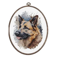 Luca-S The German Shepherd Counted Cross Stitch Kit with Woodgrain Hoop