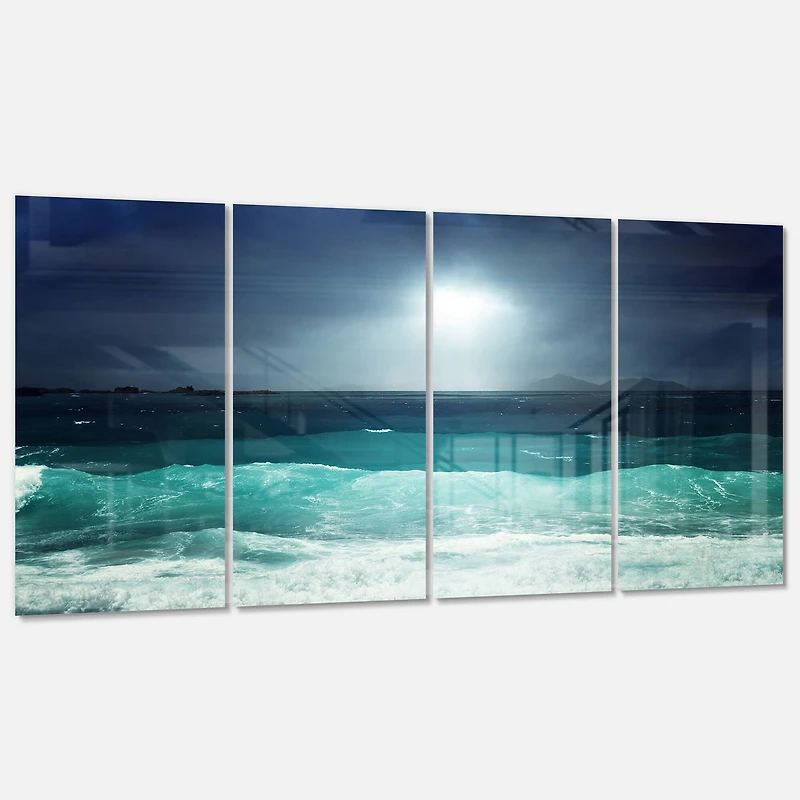 Designart - Green Ocean Waves under Dark Sky