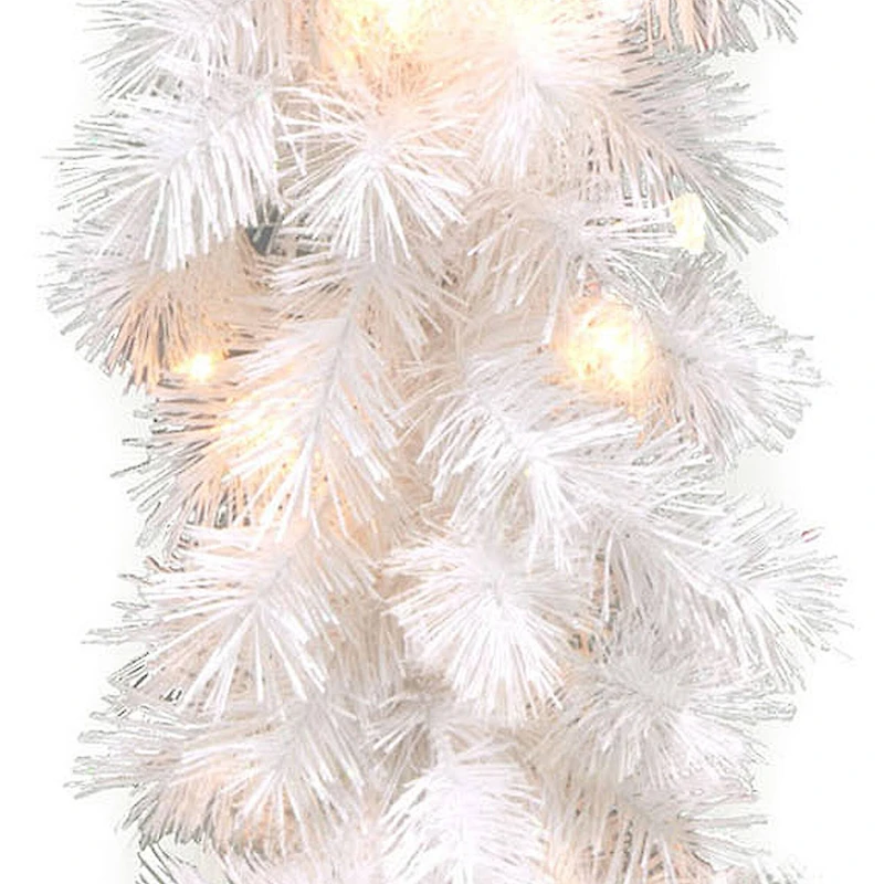 9’ x 10" Pre-lit Wispy Willow White Artificial Christmas Garland with 50 Clear Lights