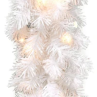 9’ x 10" Pre-lit Wispy Willow White Artificial Christmas Garland with 50 Clear Lights
