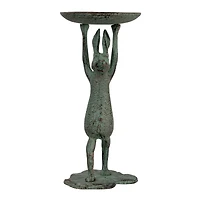 Hello Honey® 10.8" Patina Finish Cast Iron Rabbit Pillar Candle Holder