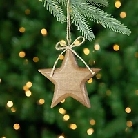 Tree and Star Wooden Christmas Ornaments - 5" - Brown - Set of 2