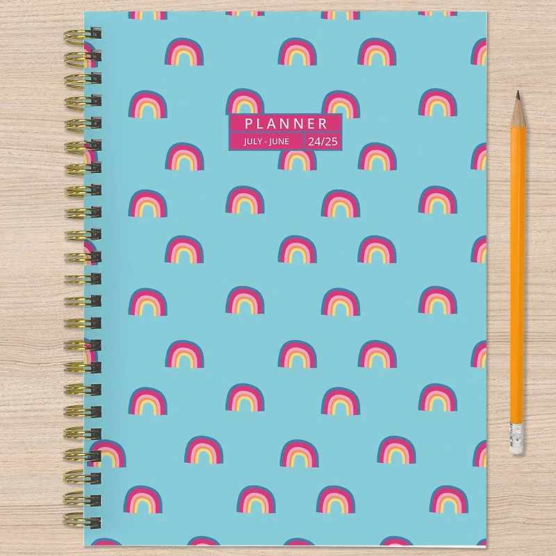 TF Publishing 2024 - 2025 Blue Sky Rainbows Medium Spiral Planner
