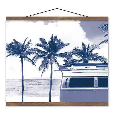 Surfboard Van Teak Hanging Canvas Wall Art