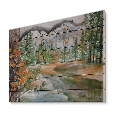 Designart - River With Trees In Autumn Forest