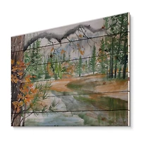 Designart - River With Trees In Autumn Forest