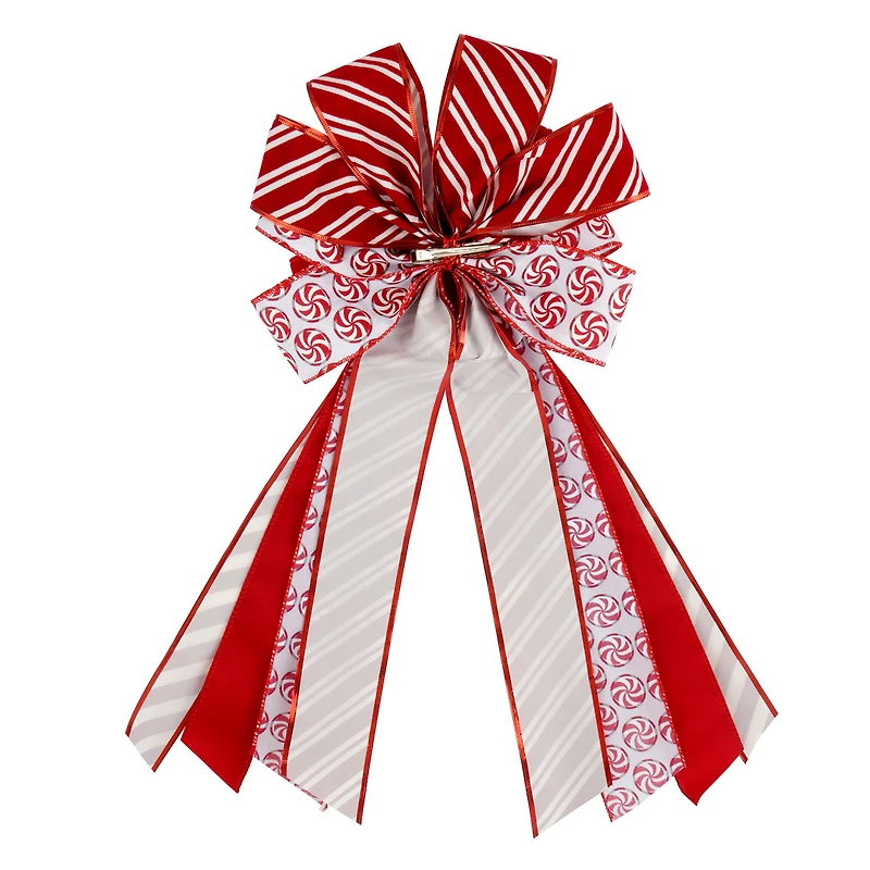 21" Red Candy Cane Tree Bow by Celebrate It®