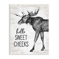 Stupell Industries Hello Sweet Cheeks Funny Bathroom Humor Rustic Moose Wall Plaque