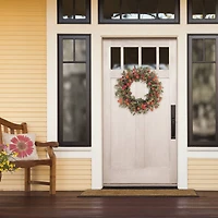 30" Orange, Purple & Peach Daisy Floral Spring Wreath