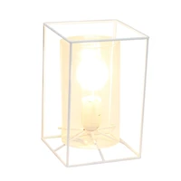 Lalia Home White Framed Table Lamp with Clear Cylinder Glass Shade