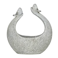 15" Gray Fiberglass Bird Planter with Stone Mosaic Design