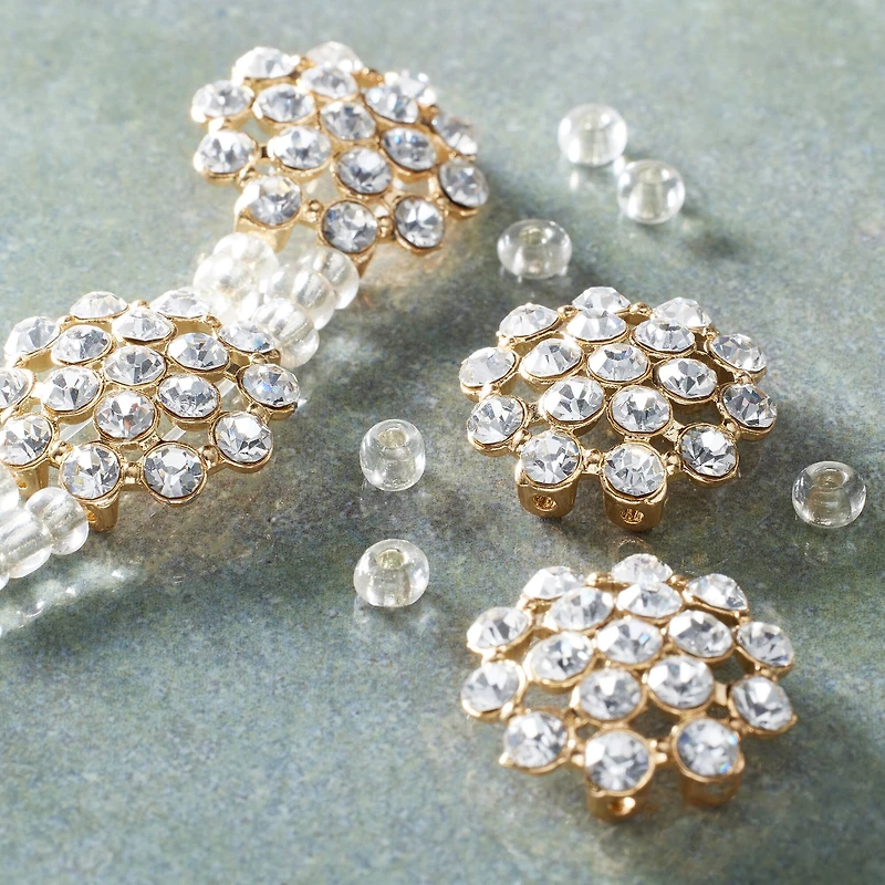 Crystal & Brass Glass & Metal Slider Beads, 19mm by Bead Landing™
