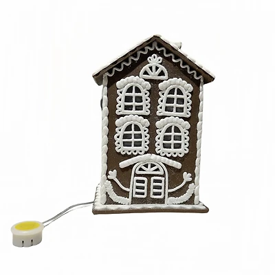 8.5" Brown & White Glitter Lighted 2-Story Gingerbread House Tabletop Décor by Ashland®