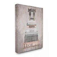 Stupell Industries Pink & Gray Fashion Books & Heels Canvas Wall Art