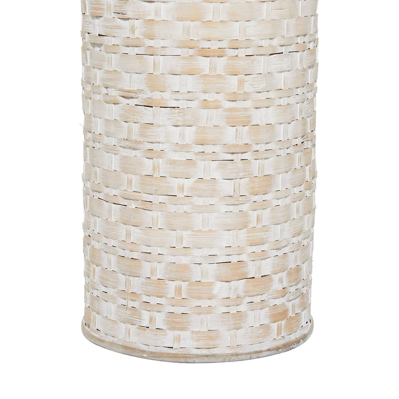 White Bamboo Tall Woven Floor Vase 8" x 8" x 22"