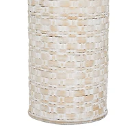 White Bamboo Tall Woven Floor Vase 8" x 8" x 22"