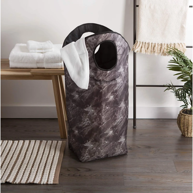 DII® Black Marble Laundry Basket Bag