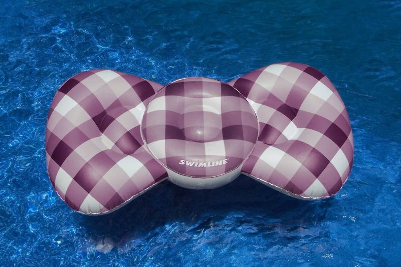Swimline 6ft. Inflatable Purple & White Checkered Bow Tie Swimming Pool Float