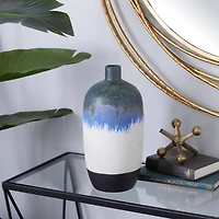 White Ceramic Contemporary Vase, 13" x 6" x 6"