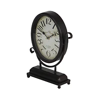 12" Black & White Metal Oval Clock Set