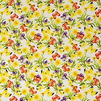 SINGER Floral & Butterflies Print Ringspun Cotton Fabric