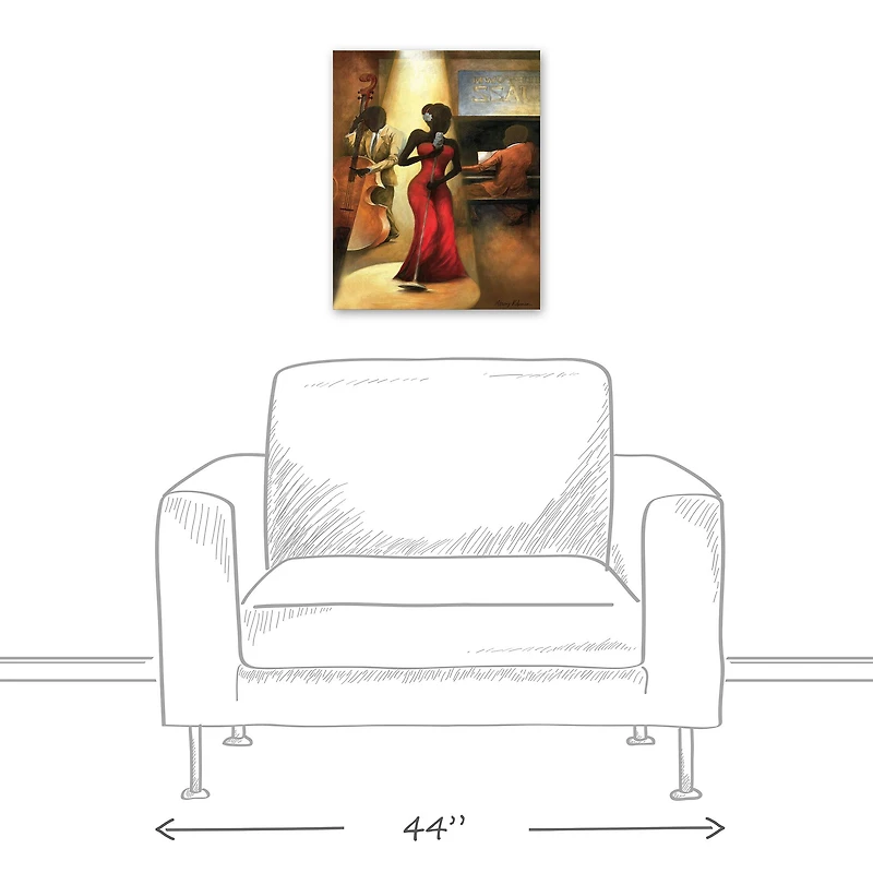 Jazz Singer In Red 16" x 20" Canvas Wall Art