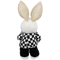 10" Boy Easter Rabbit Figurine in Checkered Jacket