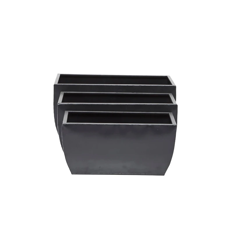 Black Modern Planter, Set of 3" 20", 18", 16"