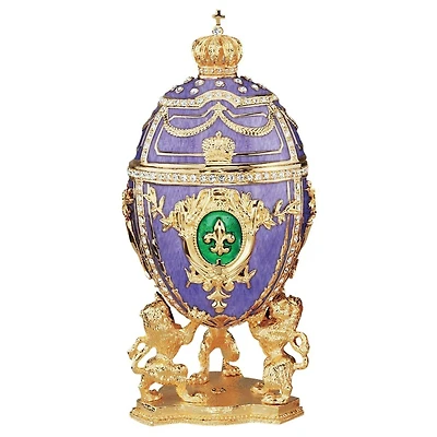 6.5" Romanov-Style Fleur-de-Lis Enameled Egg