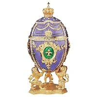 6.5" Romanov-Style Fleur-de-Lis Enameled Egg