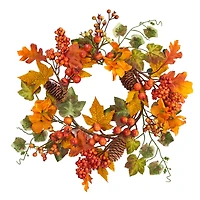 6.5" Autumn Hydrangea & Pinecones Wreath, 2ct.
